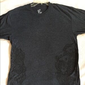 Medium shirt with coy fish details. Charcoal gray.